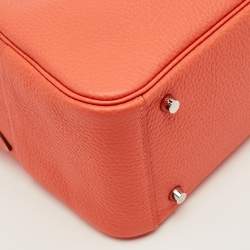 Pre Owned Hermes Orange Field Taurillon Clemence Leather Palladium Finish Mini Lindy Bag