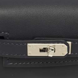 Pre Owned Hermes Gris Misty Swift Leather Palladium Finish Kelly Moove Bag