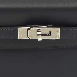 Pre Owned Hermes Gris Misty Swift Leather Palladium Finish Kelly Moove Bag