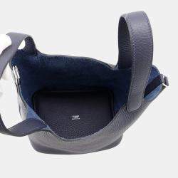 Pre Owned Hermes Picotin Loc 18 k Blue Nuit Taurillon Clemence Bag