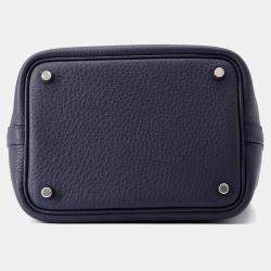 Pre Owned Hermes Picotin Loc 18 k Blue Nuit Taurillon Clemence Bag