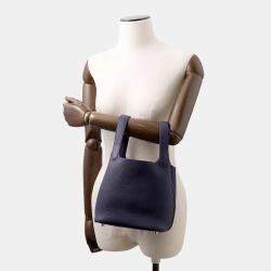 Pre Owned Hermes Picotin Loc 18 k Blue Nuit Taurillon Clemence Bag