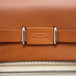 Pre Owned Hermes Herbag Zip  Size Mini Fauve Toile H Vache Hunter Leather Bag