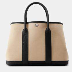 Pre Owned Hermes Garden Party  Size Tpm Trench/Black Toile H Negonda Leather Bag 