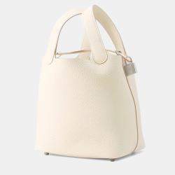 Pre Owned Hermes Picotin Lock 18 Craie Taurillon Clemence Bag 