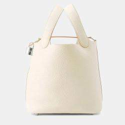 Pre Owned Hermes Picotin Lock 18 Craie Taurillon Clemence Bag 