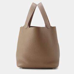 Pre Owned Hermes Picotin Lock Etoupe Taurillon Clemence Size 22