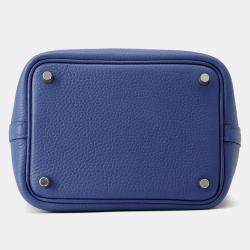 Pre Owned Hermes Picotin Lock Blue Tie Taurillon Clemence 18