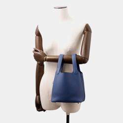 Pre Owned Hermes Picotin Lock Blue Tie Taurillon Clemence 18