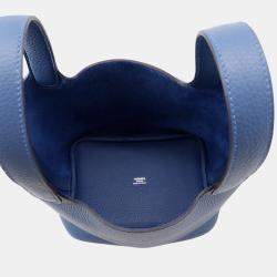 Pre Owned Hermes Picotin Lock Blue Tie Taurillon Clemence 18