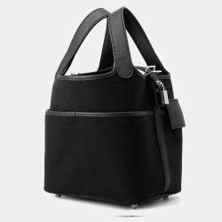 Pre Owned Hermes Picotin Lock Cargo Black Towar Goeran Swift Leather 18