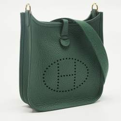 Pre Owned Hermes Vert Moyen Taurillon Clemence Leather Evelyne TPM Bag