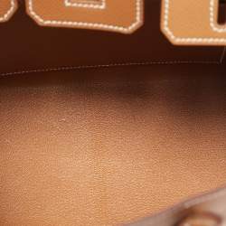 Pre Owned Hermès Gold Epsom Leather Gold Finish Birkin Sellier 25 Bag