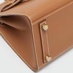 Pre Owned Hermès Gold Epsom Leather Gold Finish Birkin Sellier 25 Bag