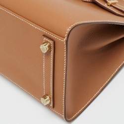 Pre Owned Hermès Gold Epsom Leather Gold Finish Birkin Sellier 25 Bag