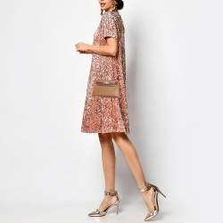 Pre Owned Hermès Gold/Miel Madame Leather and Alligator Palladium Finish Mini Kelly II Sellier Touch 20 Bag