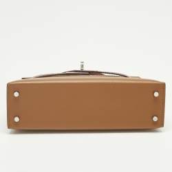 Pre Owned Hermès Gold/Miel Madame Leather and Alligator Palladium Finish Mini Kelly II Sellier Touch 20 Bag