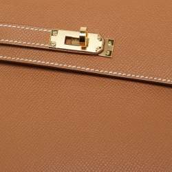 Pre Owned Hermes Gold Epsom Leather Gold Finish Kelly En Desordre Sellier 20 Bag