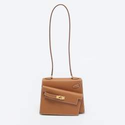 Pre Owned Hermes Gold Epsom Leather Gold Finish Kelly En Desordre Sellier 20 Bag