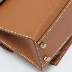 Pre Owned Hermes Gold Epsom Leather Gold Finish Kelly En Desordre Sellier 20 Bag