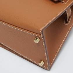 Pre Owned Hermes Gold Epsom Leather Gold Finish Kelly En Desordre Sellier 20 Bag