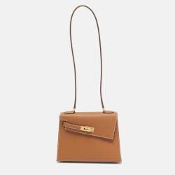 Pre Owned Hermes Gold Epsom Leather Gold Finish Kelly En Desordre Sellier 20 Bag