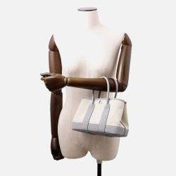 Pre Owned Hermes Neo Garden Cream/Purple Toile H Viking Negonda Leather Size 23