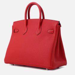 Pre Owned Hermes Birkin Rouge Ladue Togo Leather Size 25