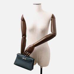 Pre Owned Hermes Pochettekelly Vert Mangrove Swift Leather