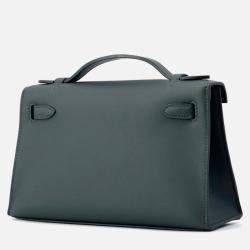 Pre Owned Hermes Pochettekelly Vert Mangrove Swift Leather
