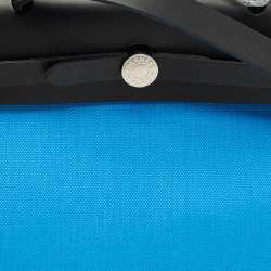 Pre Owned Hermes Bleu Riviera/Noir Toile Militaire and Vache Hunter Herbag Zip 31 Bag