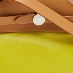 Pre Owned Hermes Lime/Naturel Sable Berline Toile and Vache Hunter Herbag Zip 31 Bag