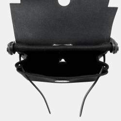 Pre Owned Hermes Herbag Zip  Size Mini Black Military Vache Hunter Leather Toile Bag 