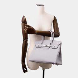 Pre Owned Hermes Birkin  Size 30 Green Pantan Togo Leather Bag 