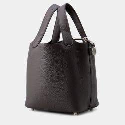 Pre Owned Hermes Picotin Lock 18 Pull Noir Taurillon Clemence Bag 