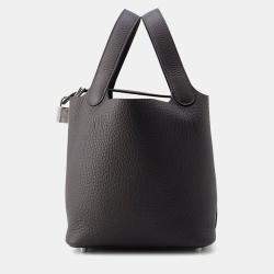 Pre Owned Hermes Picotin Lock 18 Pull Noir Taurillon Clemence Bag 