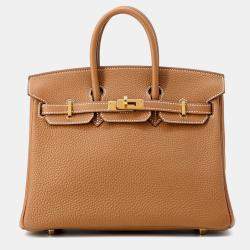 Pre Owned Hermes Birkin Gold Togo Leather Size 25