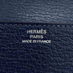 Pre Owned Hermes Roulis Slim Blue Navy Chevre Myzore Goatskin