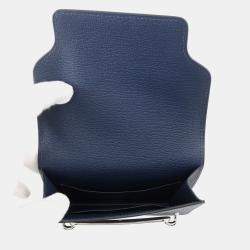 Pre Owned Hermes Roulis Slim Blue Navy Chevre Myzore Goatskin