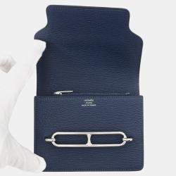 Pre Owned Hermes Roulis Slim Blue Navy Chevre Myzore Goatskin