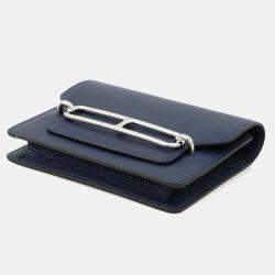 Pre Owned Hermes Roulis Slim Blue Navy Chevre Myzore Goatskin