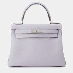 Pre Owned Hermes Kelly Retourne  Size 28 Green Pantan Togo Leather Bag