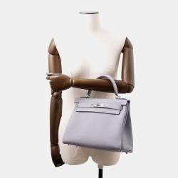 Pre Owned Hermes Kelly Retourne  Size 28 Green Pantan Togo Leather Bag