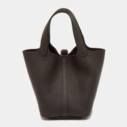 Pre Owned حقيبة هيرمس بيكوتين لوك 18 جلد تورليون كليمنس تشوكوليت