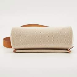 مملوكة مسبقًا Hermès Ecru/Natural Toile Canvas and Vache Leather Herbag Zip 20 Bag