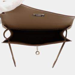 Pre Owned Hermes Pochette kelly Etoupe Swift Leather