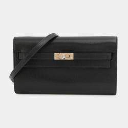 مملوكة مسبقًا Hermes Kelly Wallet Long To Go Black Chevre Shamqila