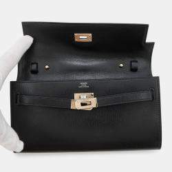 مملوكة مسبقًا Hermes Kelly Wallet Long To Go Black Chevre Shamqila