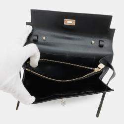 مملوكة مسبقًا Hermes Kelly Wallet Long To Go Black Chevre Shamqila