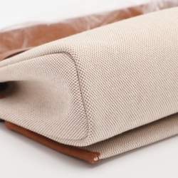 مملوكة مسبقًا حقيبة هيرمس هيرباغ 20 كانفاس وجلد بني/بيج معدن مطلي ذهب